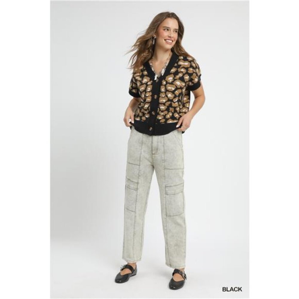 Umgee‎ Leopard Button Down Short Sleeve Cardigan … - image 2